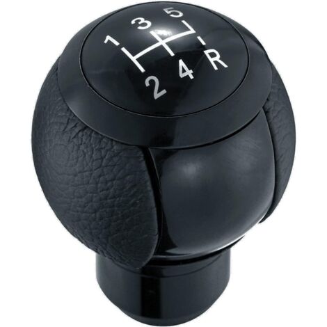 Perilla de cambio de marchas de cuero de 5 velocidades con cabeza esférica para coche de carreras, compatible con la mayoría de vehículos manuales, color negro (1/5)