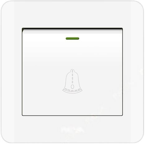 Botón de timbre para exteriores, interruptor de 220-250 V con panel de vidrio templado. Blanco, 8,5 cm de diámetro.