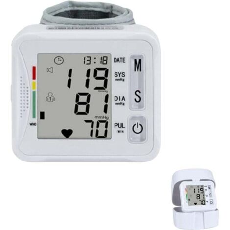 Tensiómetro electrónico de muñeca con memoria de lectura de 2x99 para adultos, con estuche portátil, para uso doméstico. (1/5)