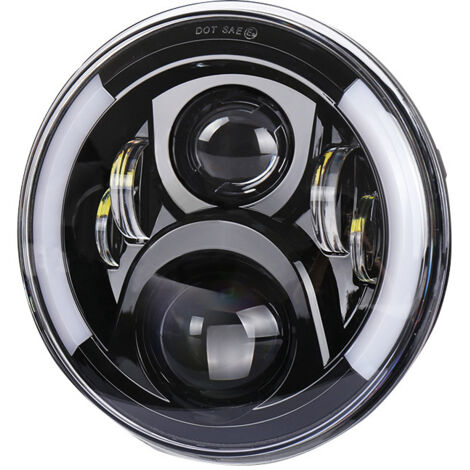 Faros LED para motocicleta de 12 V/24 V, intermitentes redondos retro, repuesto de faro de 7 pulgadas para Jeep Wrangler (1/5)
