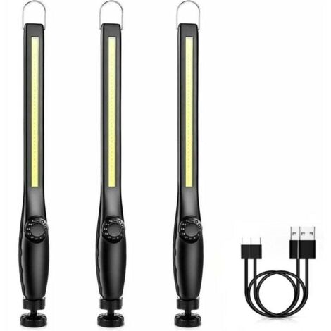 Baladeuse led Mecanicien Lampe Atelier Chantier Recargable Lampe Garage Magnetique Lampe de Travail Aimantée led Portable Recargable Puissante [3 piezas] [Classe énergétique A+++] (1/5)