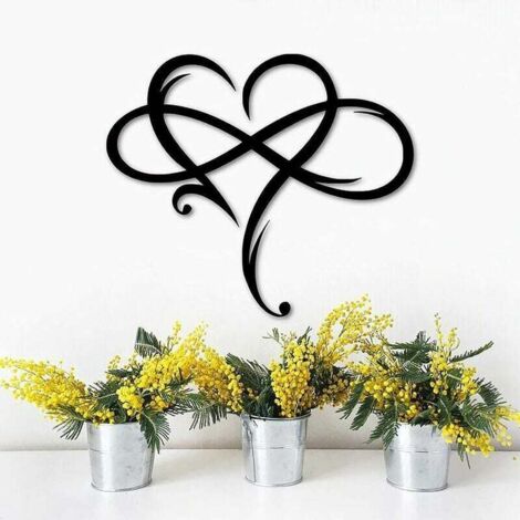 Decoración Murale Coeur Infini Art Mural en Métal, Cadeau de Décoration d'Art en Fer, Escultura Murale d'Amour Éternel pour Le Salon de La Chambre À Coucher À La Maison (1/5)