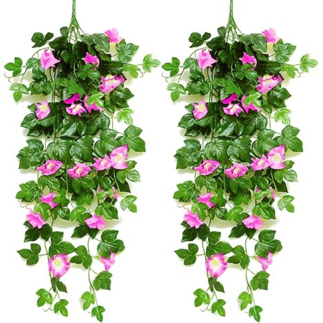 Flores artificiales colgantes para exterior e interior, plantas artificiales para decoración de bodas, paredes de jardín y balcones, en rojo y blanco.