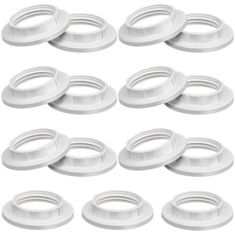 15 anillos reductores de pantalla E14, anillo adaptador convertidor para lámpara colgante y de pie, blanco (1/4)