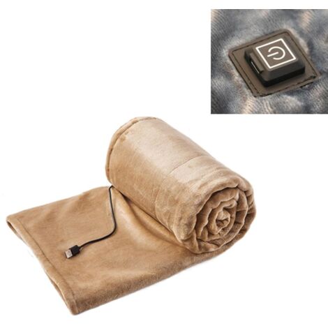 Manta eléctrica estilo bufanda, con alimentación por USB, diseño inalámbrico, lavable a máquina, control de temperatura de 3 niveles, color beige - 80 x 100 cm (1/5)