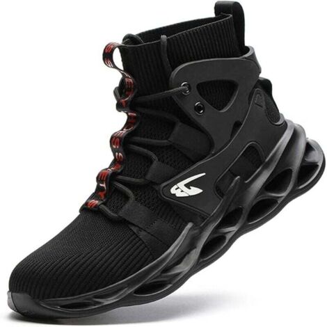 Zapatos de seguridad para hombre y mujer, ligeros, de caña alta, S3, transpirables, con puntera de acero, color negro, talla 43 EU, 26,5 cm, AAFGVC (1/5)