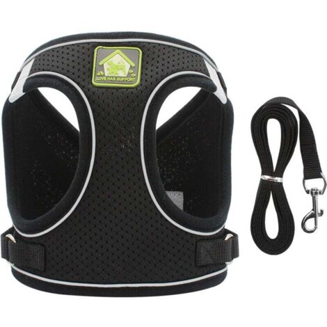 Collares, arneses y correas para gatos. Arnés para gatitos, a prueba de escapes, reflectante, ajustable, chaleco transpirable, arnés para perros pequeños, color negro, AAFGVC. (1/5)