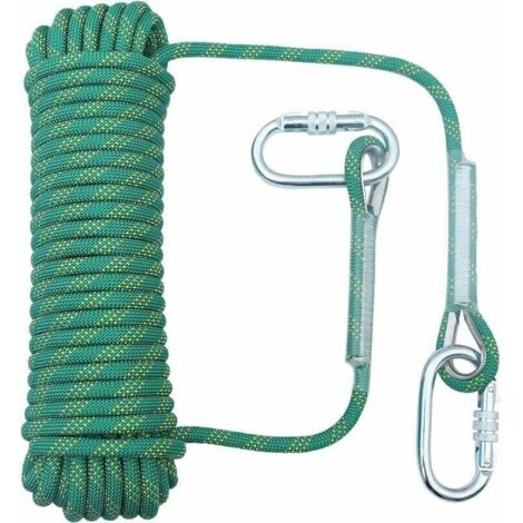Cuerda de escalada de 10 mm - Cuerda de rapel de alta resistencia de 9,7 m para senderismo, montañismo, entrenamiento, rescate y escape de incendios