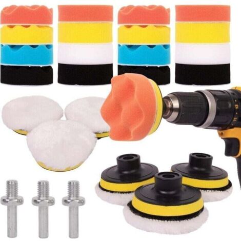 Kit de pulido para coche de 25 piezas: almohadilla de pulido para taladro M10/M14, destornillador inalámbrico y pulidoras, con diferentes niveles de suavidad. (1/5)