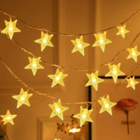 Promoción, cadena de luces estrelladas, luces de hadas, 1 modo de iluminación, decorativa para dormitorio, patio, fiesta, cumpleaños, San Valentín, Navidad, adornos para árboles - 3M 20led, (1/5)
