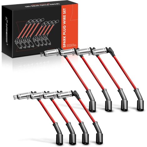 Juego de 8 cables de bujía de alta temperatura, diseñado para un rendimiento óptimo, compatible con [modelos de vehículos específicos, por ejemplo, Chevy Silverado, GMC Sierra, etc.], mejora la eficie (1/5)