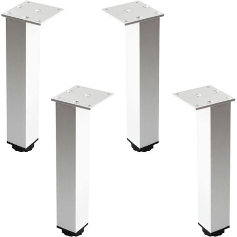 Patas ajustables para muebles, 4 juegos, patas de metal para muebles, patas cuadradas para gabinete de baño, capacidad de carga 400 kg, altura 25 cm, ajustable 18 mm - Plateado