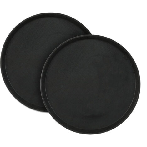 Juego de 2 bandejas redondas para servir, 40 cm de diámetro, superficie antideslizante, para restaurantes, color negro (1/5)