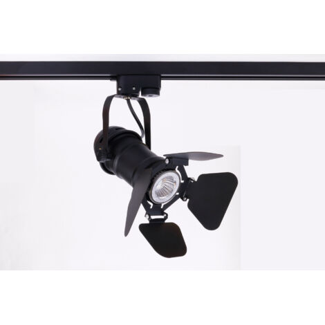 Sistema de iluminación de riel con foco de techo, lámpara de techo compatible con LED - Negro - Moderno - Iluminación interior - Salón  Dormitorio  Cocina  Comedor (1/5)