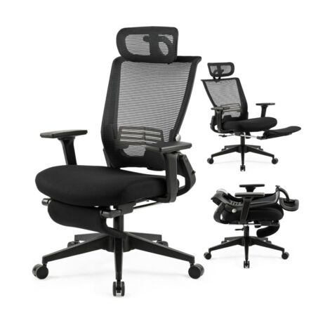 Silla de oficina grande, capacidad de peso de 226 kg, diseño ergonómico de malla, soporte lumbar ajustable, reposabrazos 4D, base de metal (1/2)