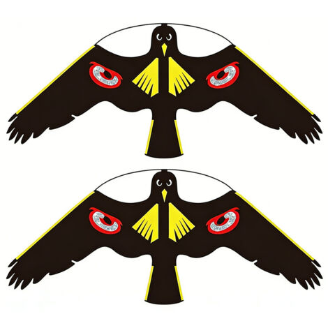 Juego de 2 cometas de halcón volador repelentes de pájaros para jardín, patio, decoración del hogar - Protección agrícola