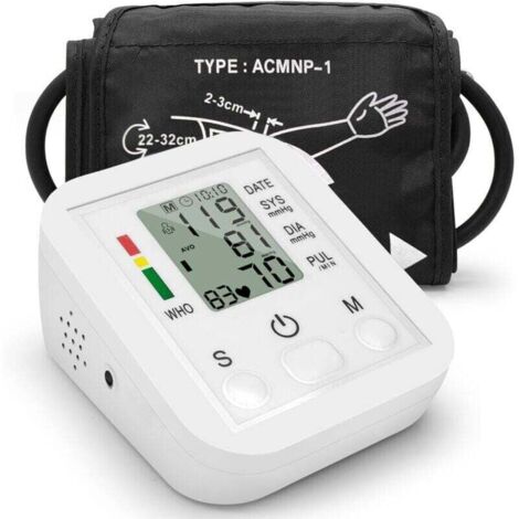 Monitor electrónico portátil de presión arterial, tipo brazalete doméstico, esfigmomanómetro con pantalla LCD, medición precisa. (1/3)