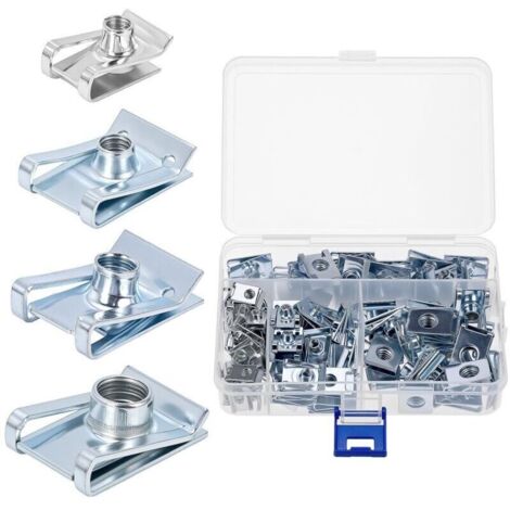 Caja de almacenamiento para el mantenimiento del automóvil, 90 tuercas de clip roscadas M4/M5/M6/M8 de acero al manganeso. (1/4)