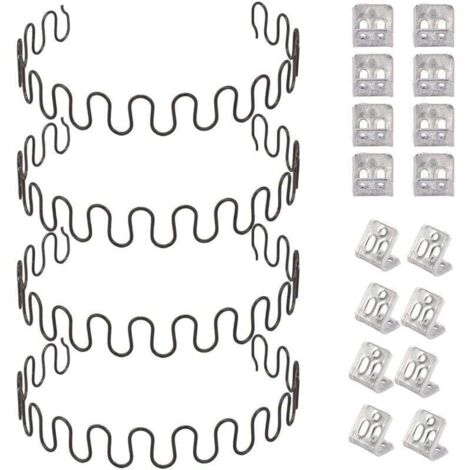 Kit de reemplazo de resortes para sofá de 4 piezas y 20 pulgadas con 16 clips en S, diámetro del alambre de 4.0, kit de reparación de resortes para sofá para muebles, decoración de interiores y asient (1/4)
