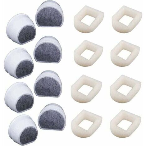 Juego de 16 prefiltros de espuma y filtro de carbón compatibles con las fuentes de agua Petsafe Drinkwell Fountain de acero inoxidable 360 Avalon Pagoda Seascape y Sedona. Filtro para fuentes de agua (1/4)
