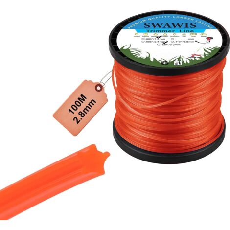 Hilo de corte de nailon Star Orange de 2,8 mm/100 m, carrete de repuesto para desbrozadora, ideal para eliminar malas hierbas del jardín. (1/5)