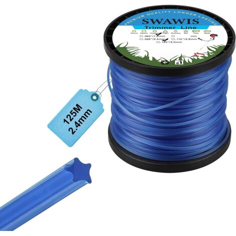Hilo de corte de nailon azul estrella de 2,4 mm/125 m, carrete de repuesto de hilo naranja para desbrozadora, ideal para eliminar malas hierbas del jardín. (1/5)