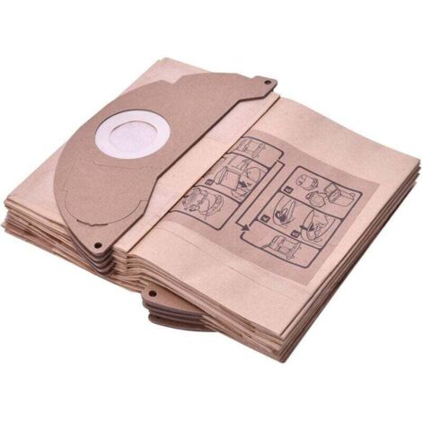 Paquete de 10 bolsas para aspiradora Karcher A2004/WD2250/MV2 ref 6.904-322.0 Compatible con (1/4)