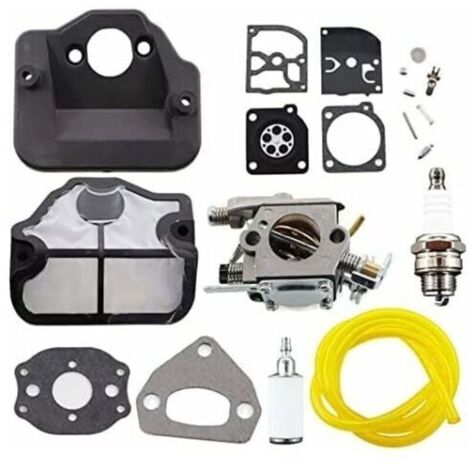 Kit de reparación de carburador con filtro de aire, bujía y diafragma para motosierras Husqvarna 36, 41, 136, 137, 141, 142, 137E, 142E, reemplaza al modelo Zama C1Q-W29E. (1/4)