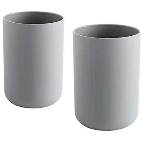 Juego de 2 portacepillos de dientes, portacepillos de baño, vaso, vaso de plástico de 300 ml (gris y gris) (1/3)