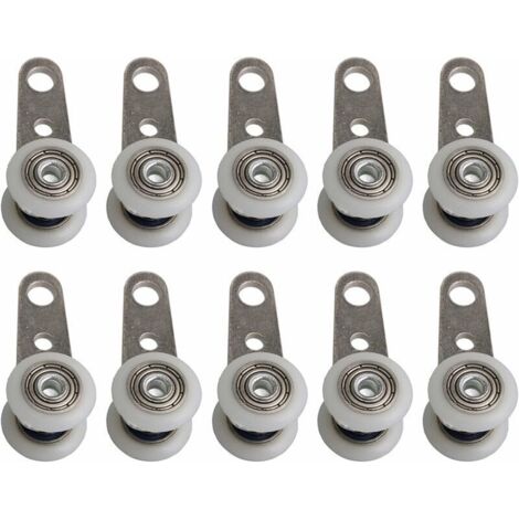 Juego de 10 rodillos para puertas de patio o puertas correderas - Metal y plástico - 4,5 x 1,9 cm (1/4)