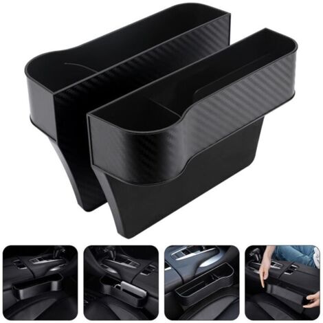 Caja de almacenamiento de 2 piezas para el espacio del asiento con portavasos, bolsillos adicionales en la consola central lateral, accesorios para el automóvil (1/4)