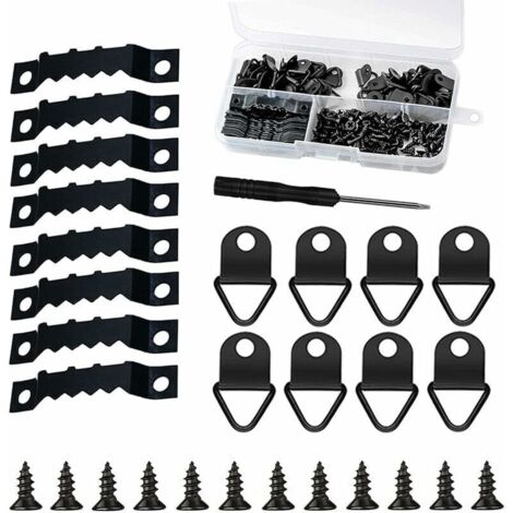 Kit para colgar marcos de fotos de 251 piezas con caja de almacenamiento y 150 tornillos, color negro. (1/4)