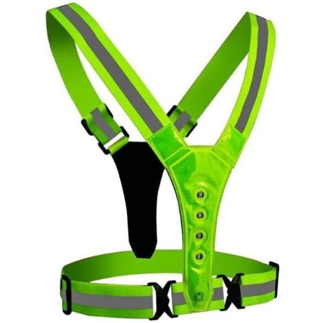 Chaleco de running con luz de seguridad LED recargable por USB, indicador de seguridad y cinturón, chaleco de running con 3 modos, color verde. (1/4)