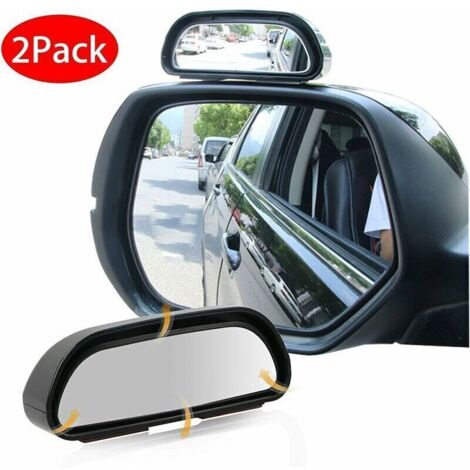 Juego de 2 espejos retrovisores de 360° para puntos ciegos de coche, espejos auxiliares universales de cristal HD ajustables derecho e izquierdo de gran angular para puntos ciegos, furgoneta, SUV, aut (1/4)