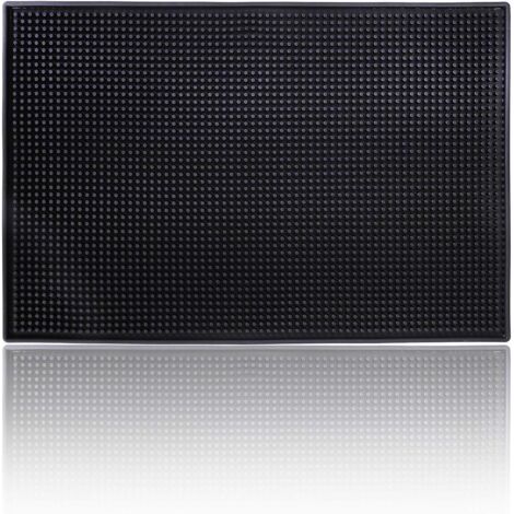 Alfombrilla de bar de PVC negro suave, posavasos, alfombrilla de servicio para barra, alfombrilla de goma impermeable, alfombrilla para utensilios de cocina, 30 x 45 cm x 1 cm - 1 unidad