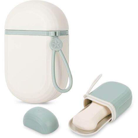 Juego de 2 jaboneras de viaje, jaboneras portátiles con tapa, impermeables y selladas para el baño, senderismo, viajes y acampada. (1/5)