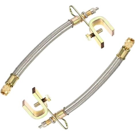 Extensión de válvula de neumático de 2 piezas, extensión de válvula de neumático doble, extensión de válvula de neumático flexible trenzada de acero inoxidable, para la mayoría de automóviles, camione (1/5)