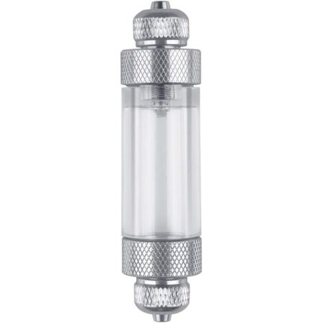 Contador de burbujas de CO2, accesorios para bomba de aire de acuario, regulador de CO2 para acuario, contador de burbujas antirretorno para medición de CO2 en acuario, doble cabezal (plateado) (1/5)