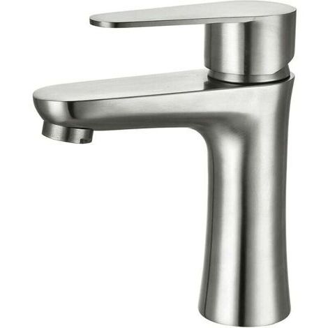 Grifo de baño, mezclador de acero inoxidable, grifo monomando moderno con acabado cepillado, lavabo, aireador extraíble, agua caliente y fría disponible.