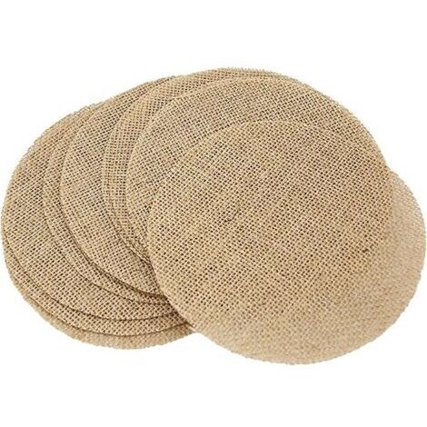 Juego de 10 manteles individuales lavables de lino – Material duradero y resistente – Diámetro 15 cm – Elegante diseño vintage para el comedor