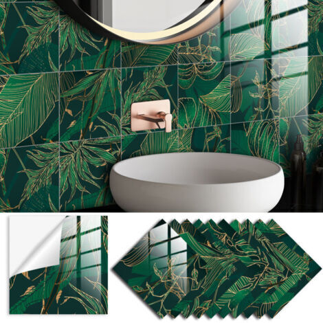 Juego de 10 adhesivos de pared con efecto mármol - 20 x 20 cm - PVC - Papel pintado autoadhesivo - Adhesivos de pared impermeables - Para cocinas, armarios, muebles, mesas (1/4)