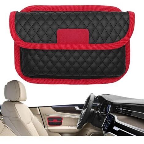 Caja de almacenamiento de cuero para el asiento lateral del coche: portalápices para tablet/teléfono, organizador de maletero, accesorios para coche. (1/4)