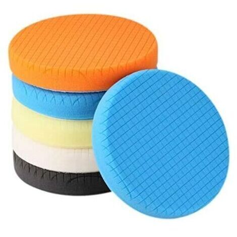 Juego de 5 almohadillas de pulido de 180 mm – Espuma de celda abierta – Para pulidoras neumáticas o eléctricas – Sistema de velcro – SPPS7M5