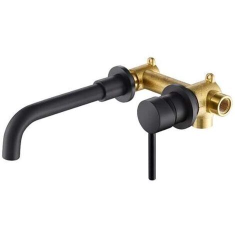 Accesorios de latón lacado en negro, grifería mural para baño, grifería para lavabos suspendidos, grifería para lavabos o bañeras suspendidas FLITI (1/4)