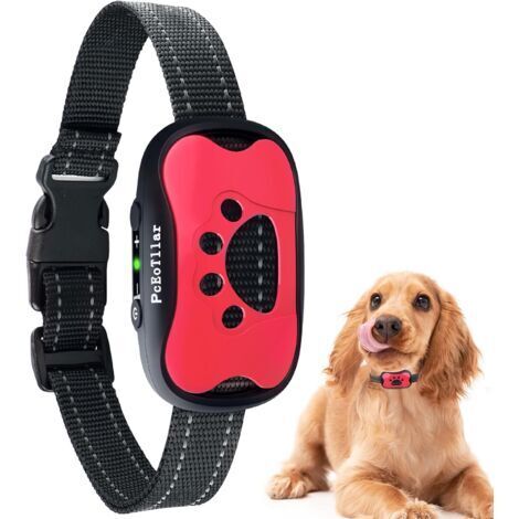 Collar antiladridos recargable para perros, collar de entrenamiento para perros de razas pequeñas, medianas y grandes, con 2 modos de vibración y sonido, 7 niveles de sensibilidad, color rosa.
