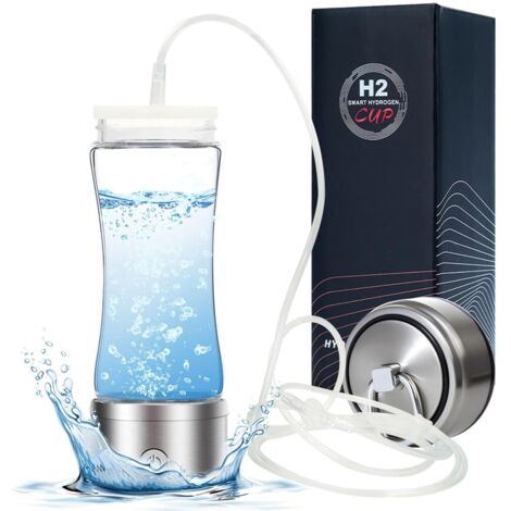Ionizador de agua portátil 2 en 1 con hidrógeno, botella de agua con hidrógeno molecular, concentración de hidrógeno de hasta 2100 PPB en 3 minutos, hidrógeno antioxidante y antienvejecimiento, 380 ml (1/5)