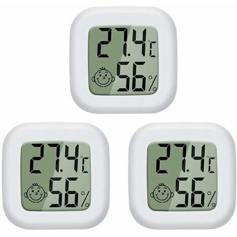 Termómetro e higrómetro digital LCD mini de 3 piezas para habitación de bebé, sala de estar, oficina, refrigerador, termómetro e higrómetro de interior (1/3)