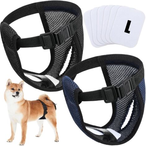 paquetes de pañales menstruales lavables para perras, pañales para perras con 6 compresas sanitarias, bragas menstruales para perras que tienen calor y sangran cada mes, negro y cian tibetano (L) (1/5)