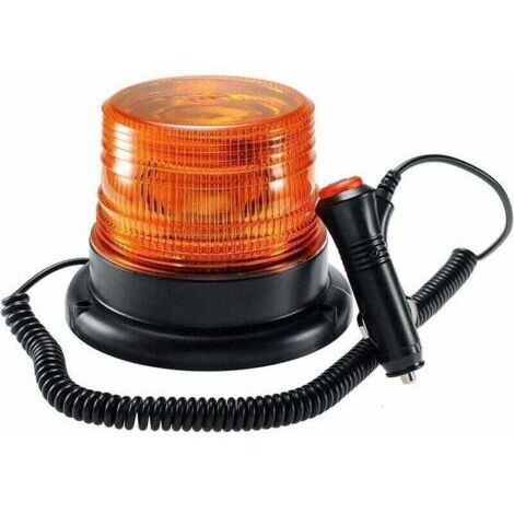 Baliza LED magnética giratoria, luz de señalización magnética para vehículos con toma de mechero de 12V/24V (ámbar) [Clase energética B] (1/4)