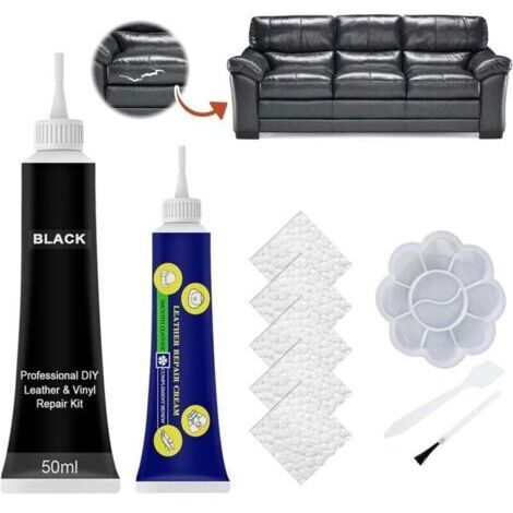 Funda para sofá, reparación de cuero para automóviles, restaurador de cuero, kit de reparación de cuero para grietas y agujeros en muebles, sofás, asientos de automóviles, reparación de arañazos y gri